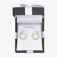 Womens 14K Gold 15mm Round Hoop Earrings