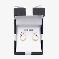 Womens 14K Gold 12mm Round Hoop Earrings