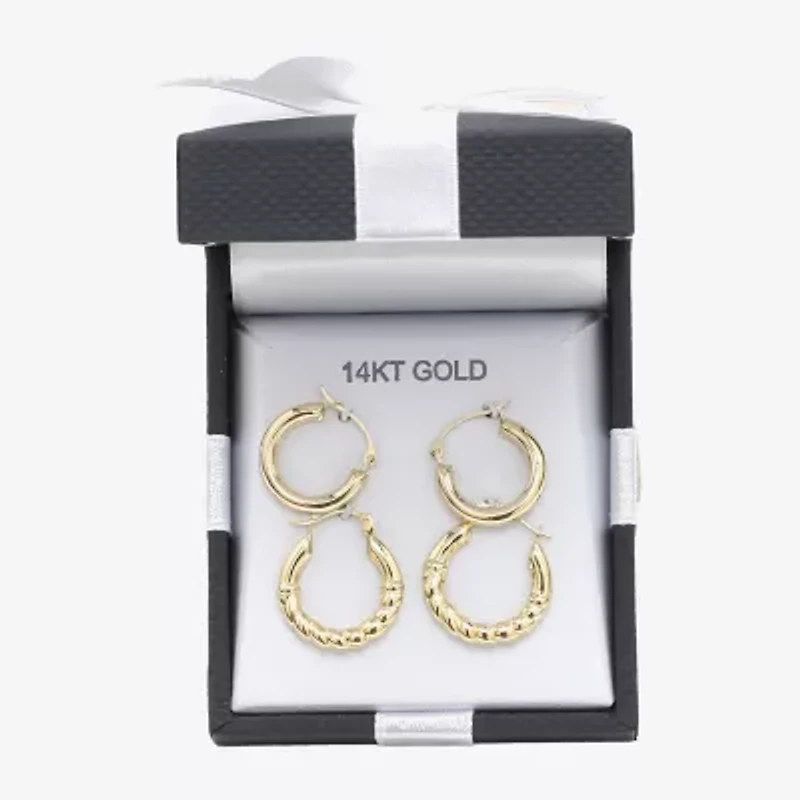 Womens 14K Gold Round Hoop Earrings