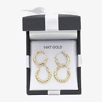 Womens 14K Gold Round Hoop Earrings
