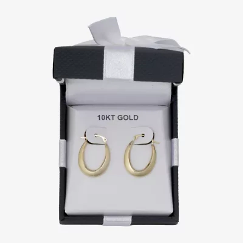 Womens 10K Gold 20mm Oval Hoop Earrings