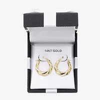 Womens 14K Gold 20mm Round Hoop Earrings