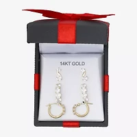 Womens 3 Pair Cubic Zirconia 14K Gold Earring Set