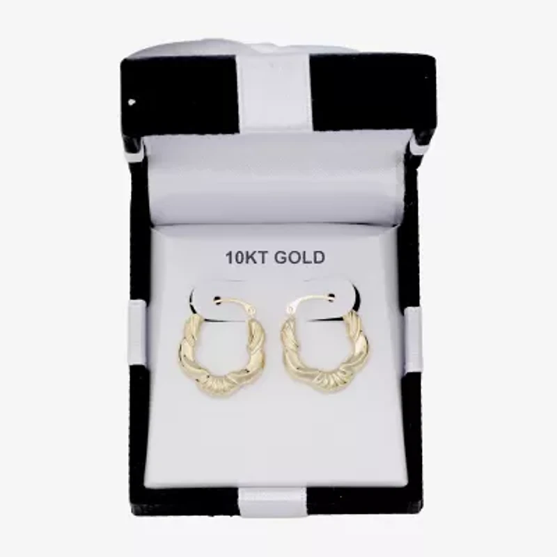 Womens 10K Gold 20.6mm Flower Hoop Earrings