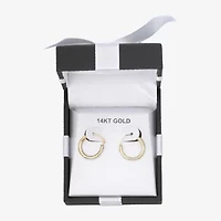 Womens White Crystal 14K Gold 15mm Round Hoop Earrings