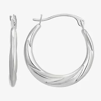 Womens 14K White Gold 18mm Round Hoop Earrings