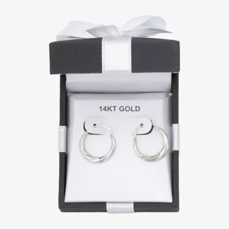 Womens 14K White Gold 18mm Round Hoop Earrings