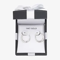 Womens 14K White Gold 18mm Round Hoop Earrings