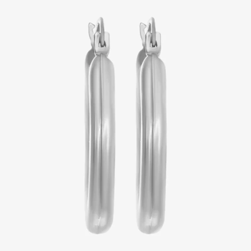 Womens 14K White Gold 20mm Round Hoop Earrings