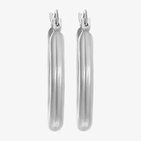 Womens 14K White Gold 20mm Round Hoop Earrings