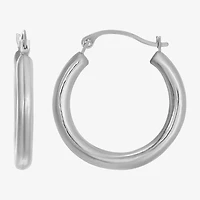 Womens 14K White Gold 20mm Round Hoop Earrings
