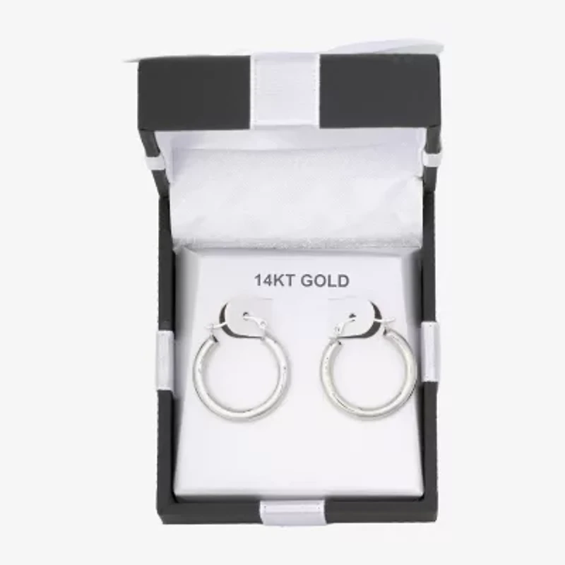 Womens 14K White Gold 20mm Round Hoop Earrings