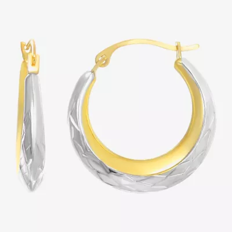 Womens 14K Two Tone Gold 20.9mm Round Hoop Earrings