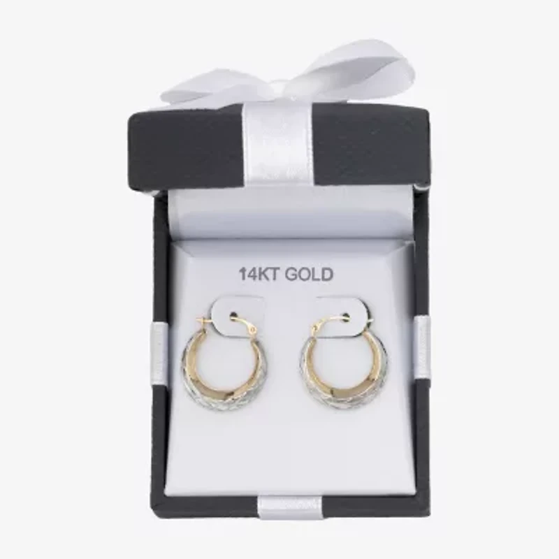 Womens 14K Two Tone Gold 20.9mm Round Hoop Earrings