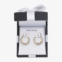 Womens 14K Two Tone Gold 20.9mm Round Hoop Earrings