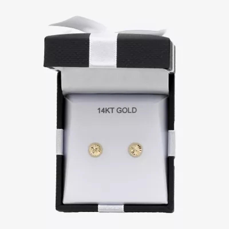14K Gold 13mm Round Stud Earrings