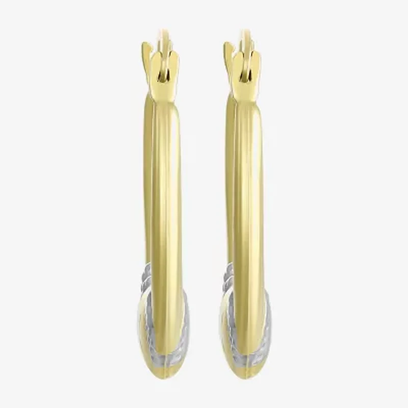 Two-Tone Heart Hoop Earrings 14K Gold