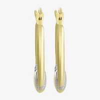 Two-Tone Heart Hoop Earrings 14K Gold
