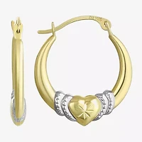 Two-Tone Heart Hoop Earrings 14K Gold