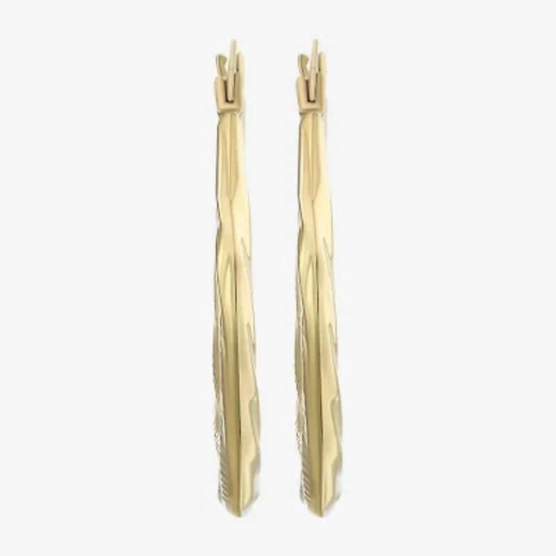 14K Yellow Gold Patterned Hoop Earrings