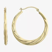 14K Yellow Gold Patterned Hoop Earrings