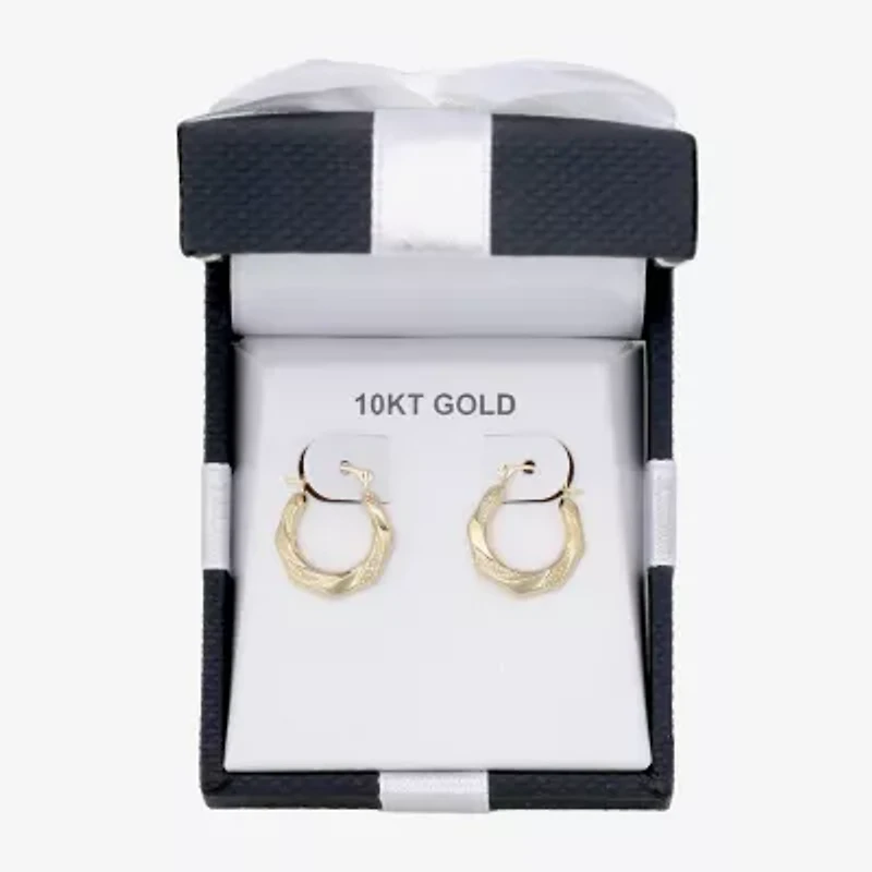 Womens 10K Gold 13mm Round Hoop Earrings
