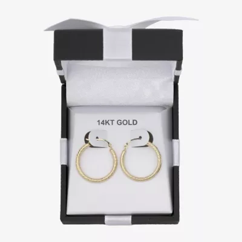 Womens 14K Gold 20mm Round Hoop Earrings