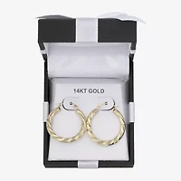 Womens 14K Gold 25mm Round Hoop Earrings
