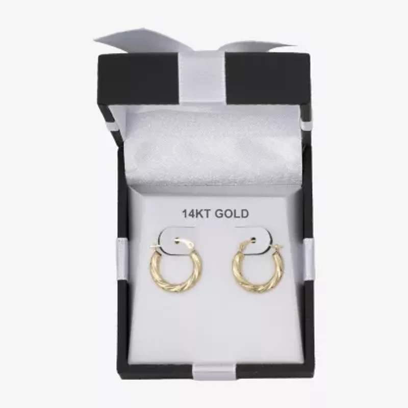 Womens 14K Gold 15mm Round Hoop Earrings