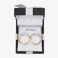 14K Yellow Gold 25mm Twist Hoop Earrings