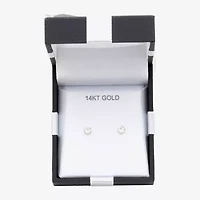 Cubic Zirconia 14K Gold 4mm Round Stud Earrings