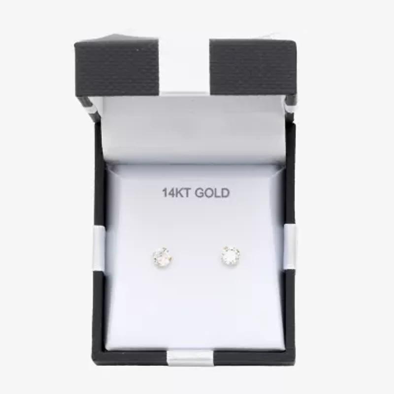 Cubic Zirconia 14K Gold 5mm Round Stud Earrings