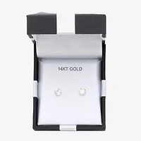 Cubic Zirconia 14K Gold 5mm Round Stud Earrings