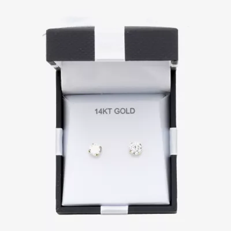 Cubic Zirconia 14K Gold 6mm Round Stud Earrings