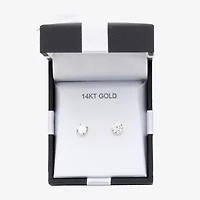 Cubic Zirconia 14K Gold 6mm Round Stud Earrings
