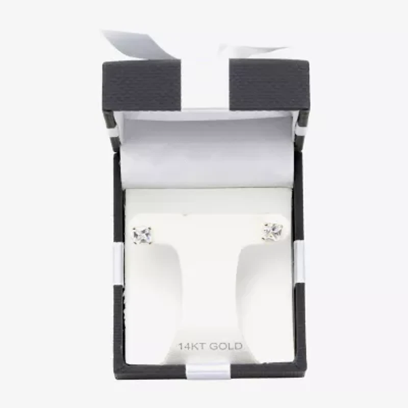 Cubic Zirconia 14K Gold 5mm Square Stud Earrings
