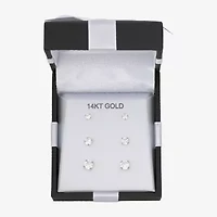 Womens Cubic Zirconia 14K White Gold Round 3 Pair Earring Set