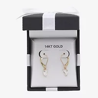 Womens Cubic Zirconia 14K Gold Heart Drop Earrings
