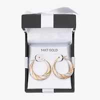 Womens 14K Tri-Color Gold 25mm Round Hoop Earrings