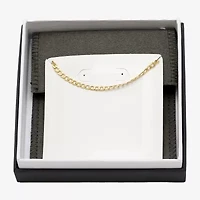 Womens 10K Gold 9 Inch Hollow Curb Ankle Bracelet