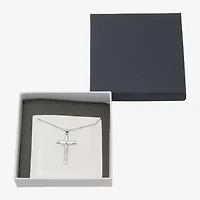 Crucifix Mens Sterling Silver Cross 24 Inch Pendant Necklace