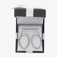 Womens Sterling Silver 31mm Round Hoop Earrings