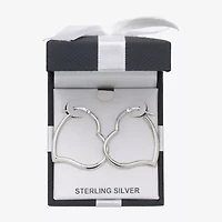 Womens Sterling Silver 30.5mm Heart Hoop Earrings