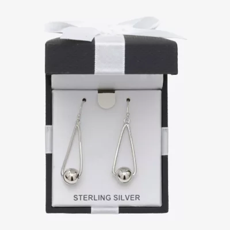 Womens Sterling Silver Ball Round Drop Earrings