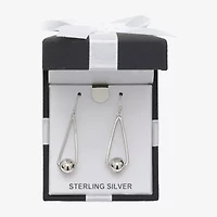 Womens Sterling Silver Ball Round Drop Earrings