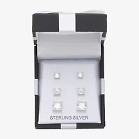 Womens Cubic Zirconia Sterling Silver Round Pair Earring Set