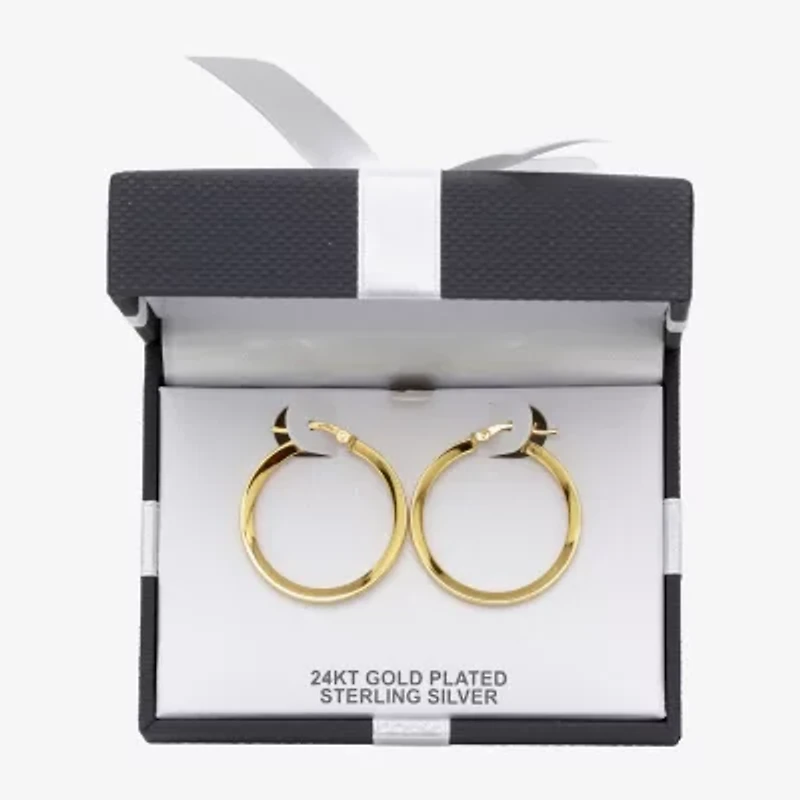 Womens 24K Gold Over Silver 30.7mm Round Hoop Earrings