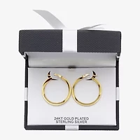 Womens 24K Gold Over Silver 30.7mm Round Hoop Earrings