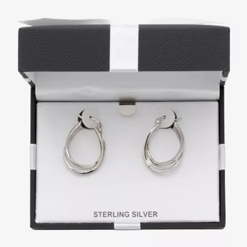 Womens Cubic Zirconia Sterling Silver 28mm Round Hoop Earrings