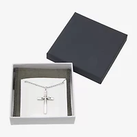 Mens Sterling Silver Cross 24 Inch Pendant Necklace
